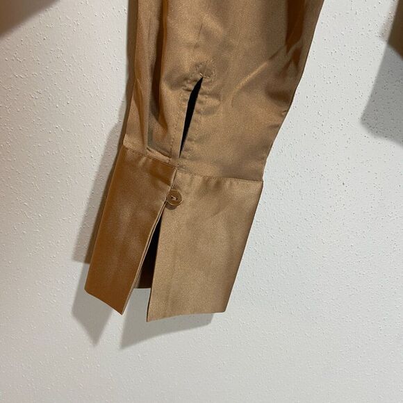 NEW Abercrombie & Fitch S Satin Ruched Button Down Collared Long Sleeve Top - Picture 9 of 10